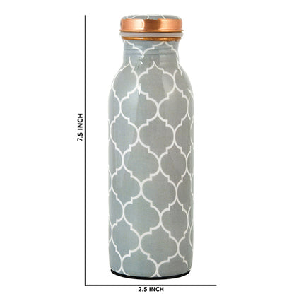 Pure Copper  Water Bottle 500ml (Grey Block Printed)