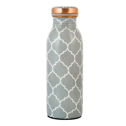 Pure Copper  Water Bottle 500ml (Grey Block Printed)