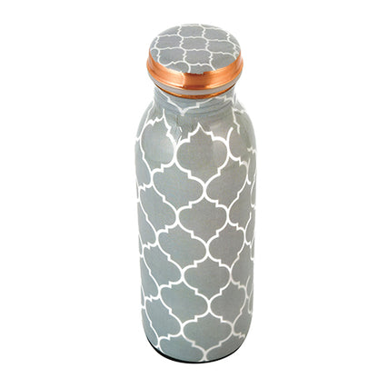 Pure Copper  Water Bottle 500ml (Grey Block Printed)