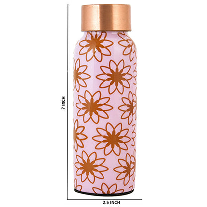 Pure Copper  Water Bottle 500 ml ( Pink Floral Printed)