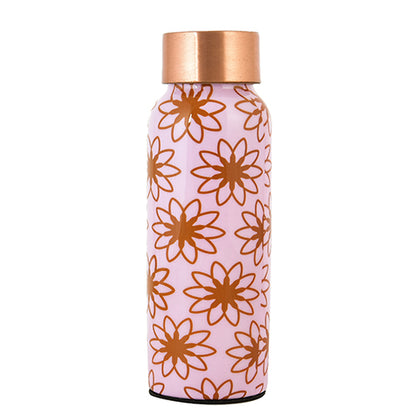 Pure Copper  Water Bottle 500 ml ( Pink Floral Printed)