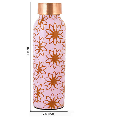 Pure Copper Water Bottle 750 ml (  Pink Floral Printed)