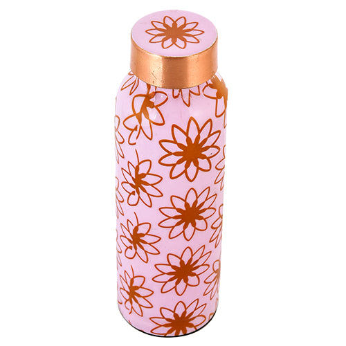 Pure Copper Water Bottle 750 ml (  Pink Floral Printed)