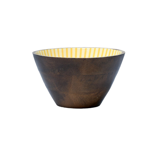 Mango Homes Wooden Marigold Printed Serving Bowl