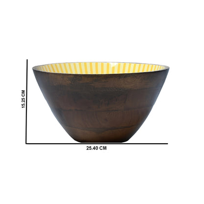 Mango Homes Wooden Marigold Printed Serving Bowl