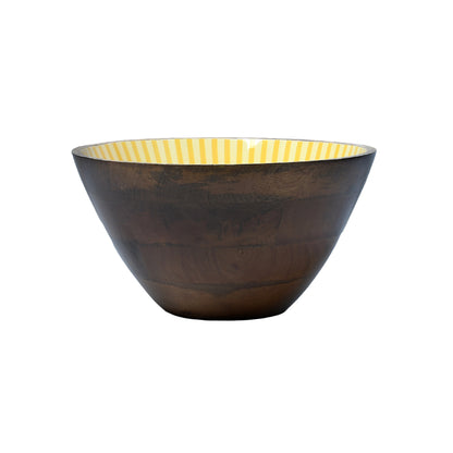 Mango Homes Wooden Marigold Printed Serving Bowl