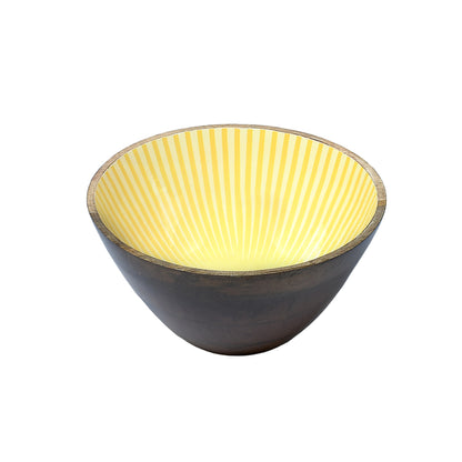 Mango Homes Wooden Marigold Printed Serving Bowl