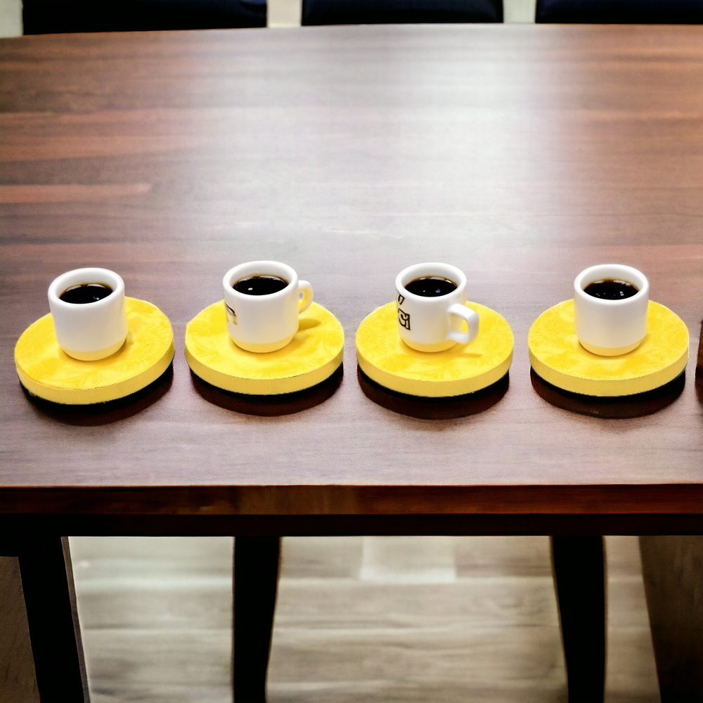 Mango Homes Marigold Floral Printed Wooden Coasters