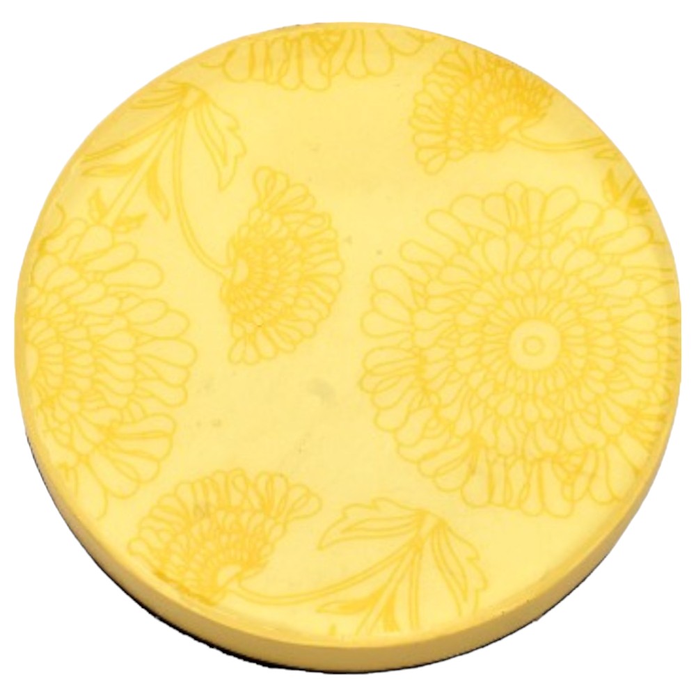 Mango Homes Marigold Floral Printed Wooden Coasters