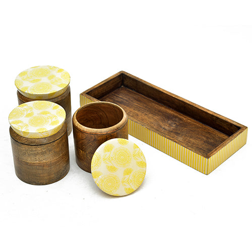 Mango Homes Wooden Printed 3 piece Jar