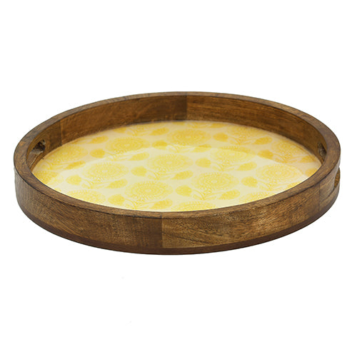 Mango Homes Wooden Printed Round Serving Tray