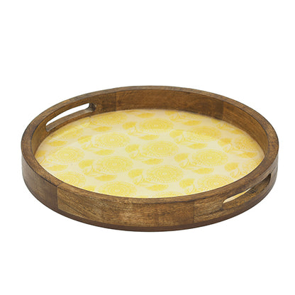 Mango Homes Wooden Printed Round Serving Tray