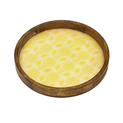 Mango Homes Wooden Printed Round Serving Tray