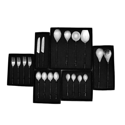 Mango Homes Luxurious 20-Pieces Silver & Black Stainless Steel Cutlery Set