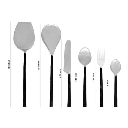 Mango Homes Luxurious 20-Pieces Silver & Black Stainless Steel Cutlery Set