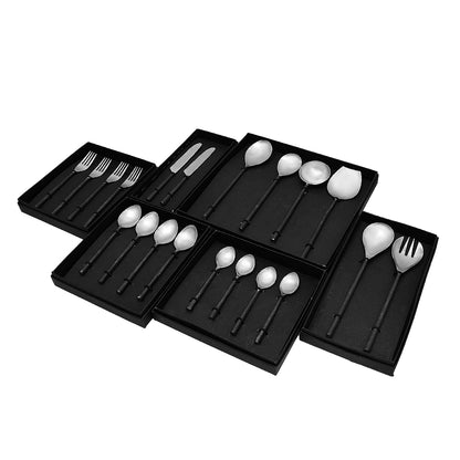 Mango Homes Luxurious 20-Pieces Silver & Black Stainless Steel Cutlery Set