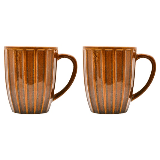 Mango Homes Brown Lined Ceramic Mug (PACK OF 2)