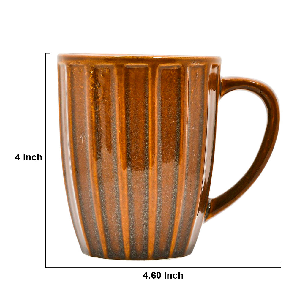 Mango Homes Brown Lined Ceramic Mug (PACK OF 2)