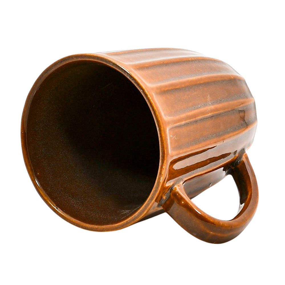 Mango Homes Brown Lined Ceramic Mug (PACK OF 2)