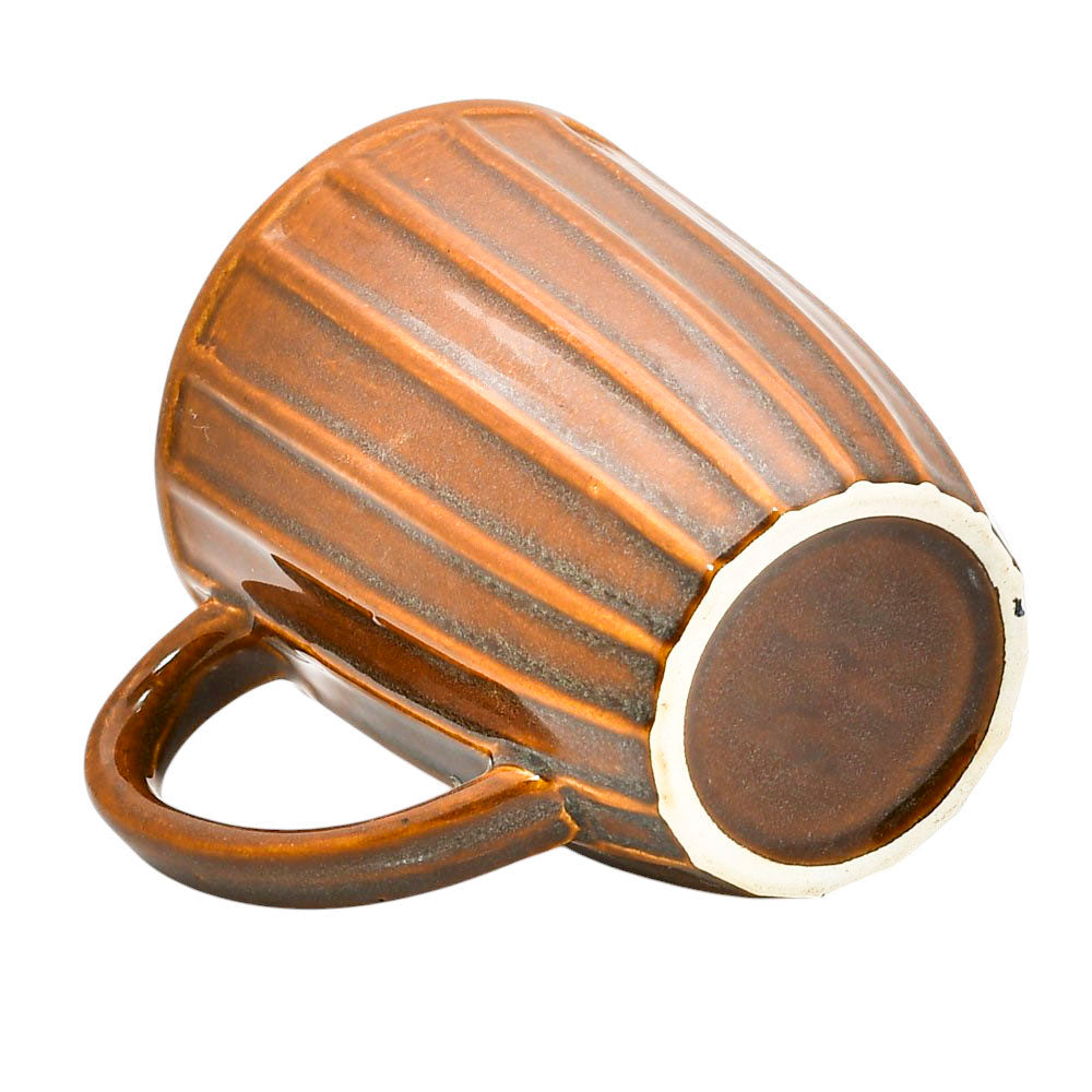 Mango Homes Brown Lined Ceramic Mug (PACK OF 2)