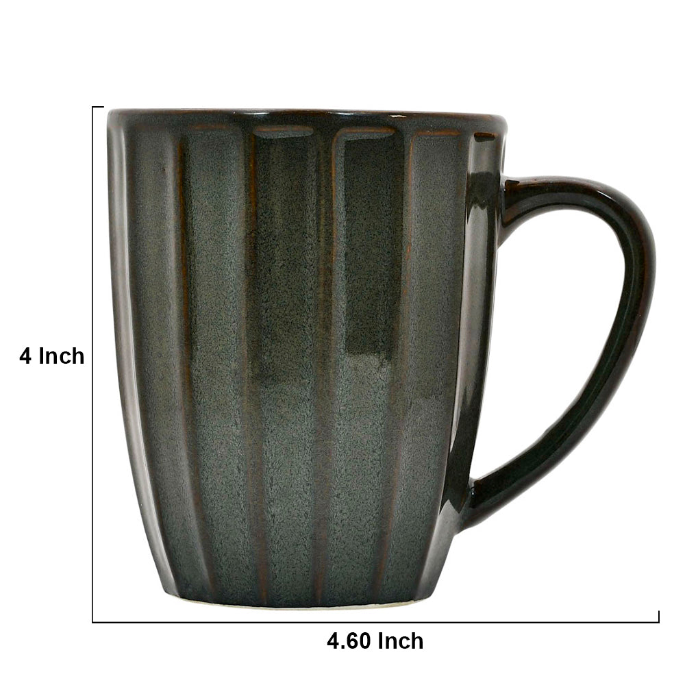 Mango Homes Stylish Dark Green Lining Ceramic Mug (PACK OF 2)