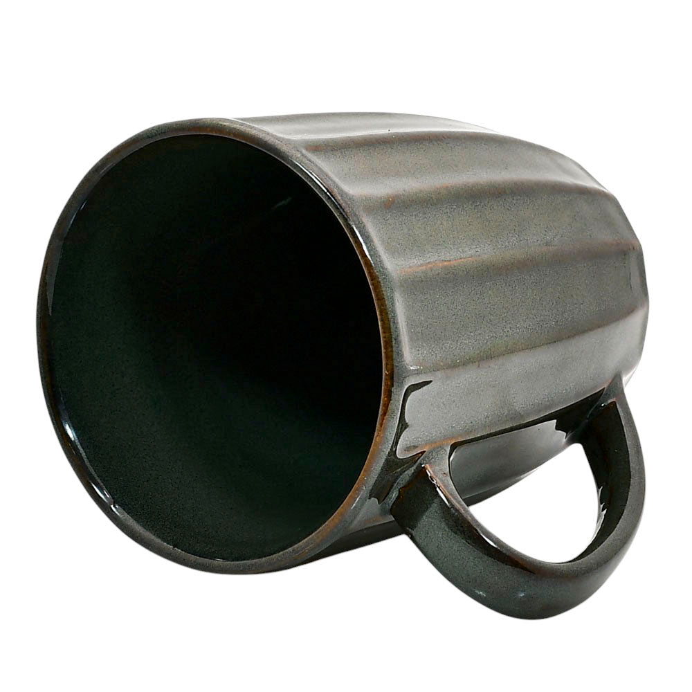 Mango Homes Stylish Dark Green Lining Ceramic Mug (PACK OF 2)