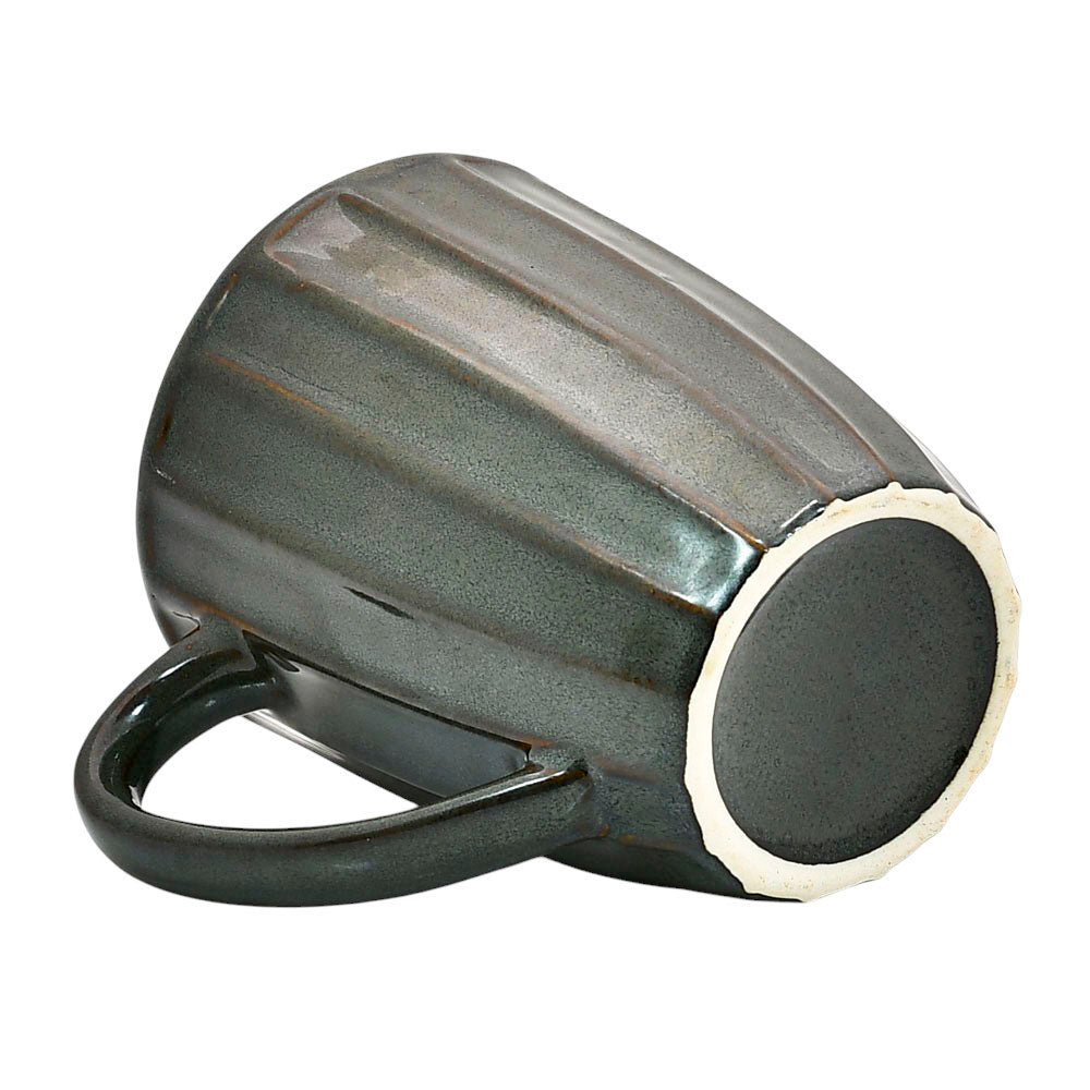 Mango Homes Stylish Dark Green Lining Ceramic Mug (PACK OF 2)