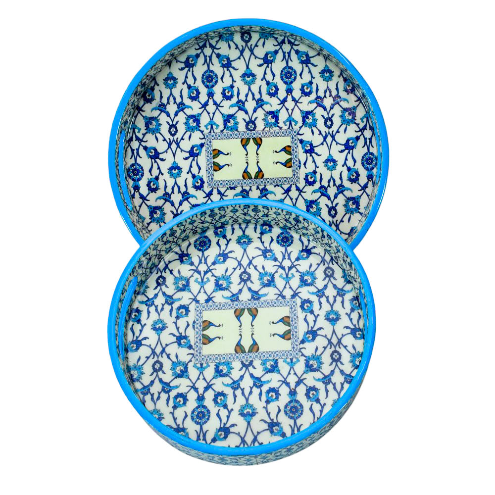 Artistic Blue Peacock Wooden Tray