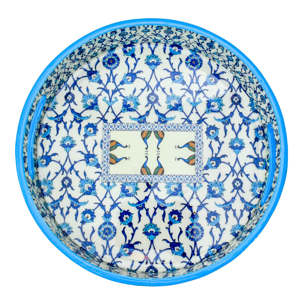 Artistic Blue Peacock Wooden Tray