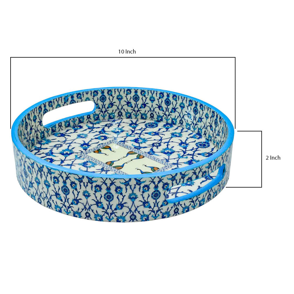 Artistic Blue Peacock Wooden Tray