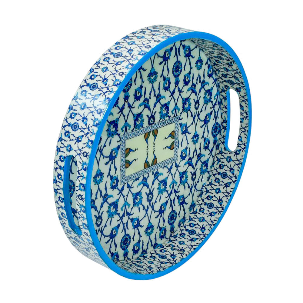 Artistic Blue Peacock Wooden Tray