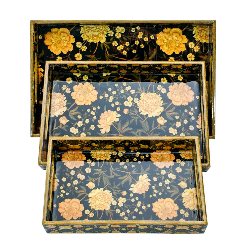 Charming Floral Wooden Tray