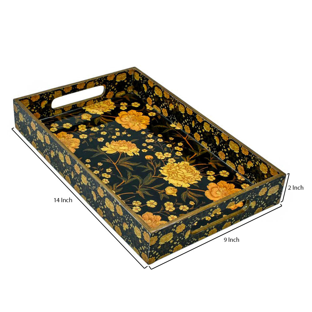Charming Floral Wooden Tray