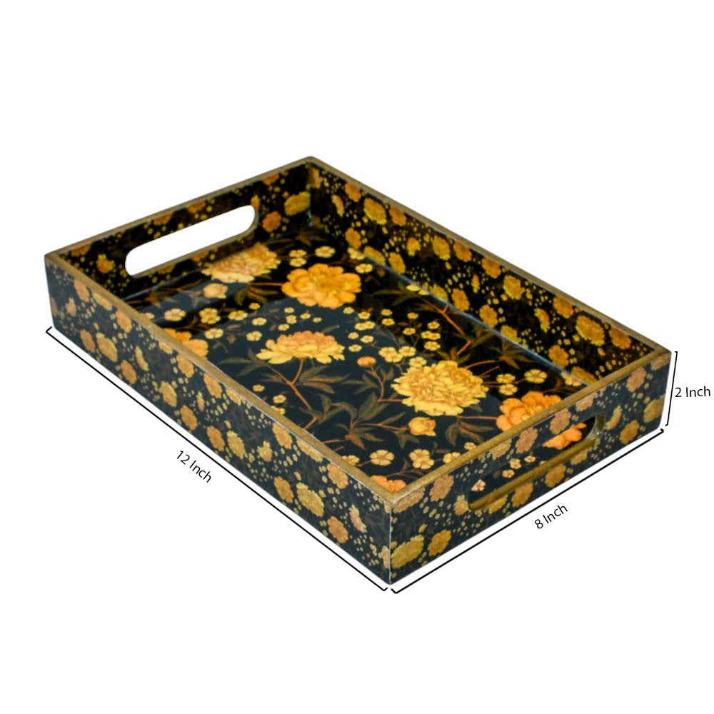 Charming Floral Wooden Tray