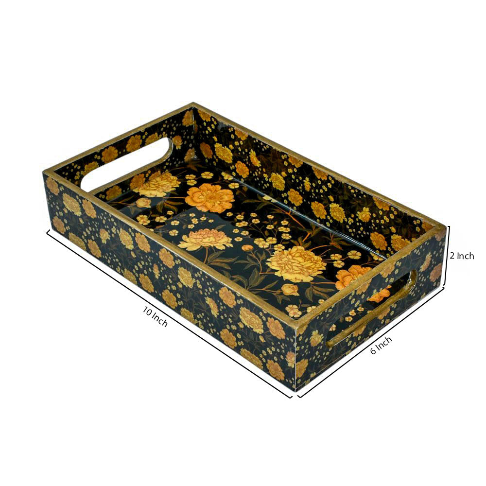 Charming Floral Wooden Tray